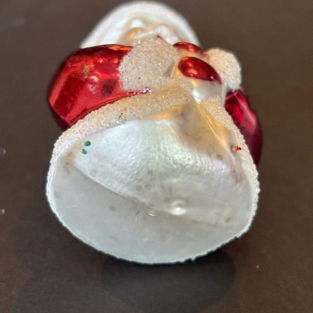 Polish Glass Santa Claus Christmas Ornament Magenta Pink Glitter 2000 Excellent